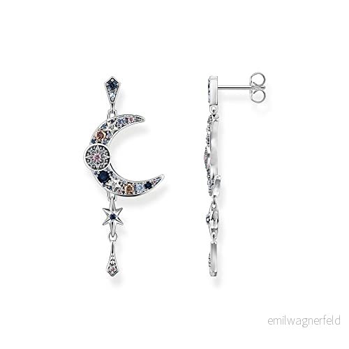 THOMAS Sabo Ohrringe Royalty Mond mit Steinen aus 925 Sterlingsilber, Maße: ca. 4,5cm x 1,8cm, H2200 945 7 4051245509885
