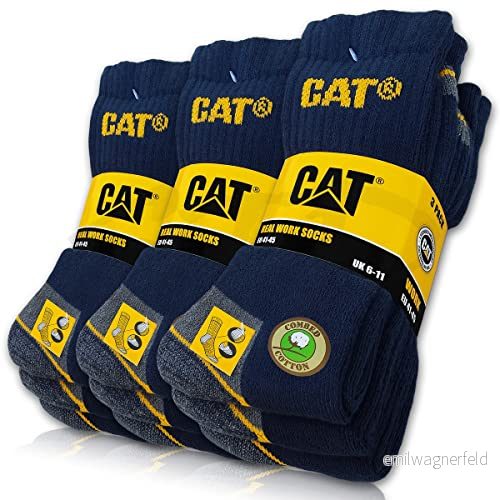 9 par CAT® Real Work strumpor kvinnor män arbetsstrumpor affärsstrumpor storlek 3550, blå, 46 50 4260732042716