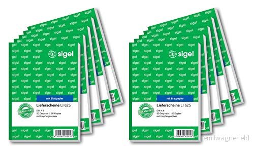 Sigel LI625/10 leveransbevis med mottagningskort, A6, 10 stycken à 2 x 50 ark 4004360970047