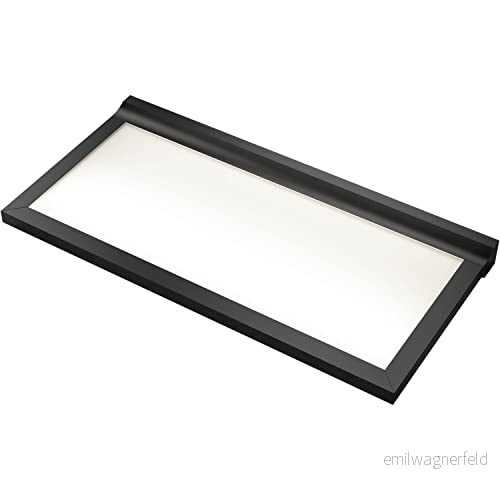 L&S LED vägghylla, plat Papershelf, 900 mm med aluminiumram, belyst mjölk 4000 K neutral vit strömbrytare 230 V, svart 8056320121354