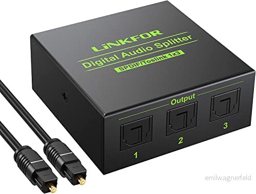 LiNKFOR optisk ljudsplitter 1 x 3 SPDIF Toslink splitter aluminiumlegering tum ut stöder LPCM 2.0 DTS för Dolby AC3 kompatibel med PS3 DVD HDTV STB 659438787337