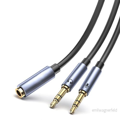 Tymyp hörlursadapter, ljudsplitter, headsetdelare 0,3 m (dubbel 3,5 mm hane till hona) headset, adapter 1 2 uttag för hörlurar, bärbar dator, PC etc 764923360312