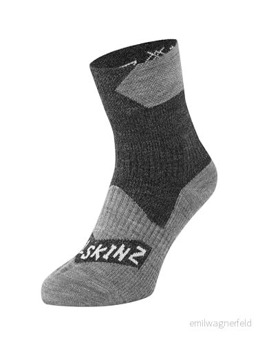 SEALSKINZ Unisex Vuxen Walking Tunna Ankellängd Strumpor Svart/grå Marl XL 5055754424966