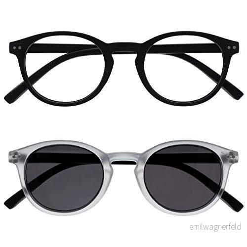 OPULIZE Zen 2 pack läsglasögon med läsning solglasögon svart kristall små män kvinnor RS24 1C +2,50 5055955368045