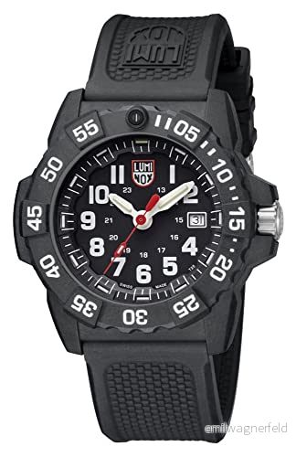 Luminox Analog schweizisk kvartsurverk klocka för män med gummiarmband XS.3501.F, svart, Modern 7630040945585