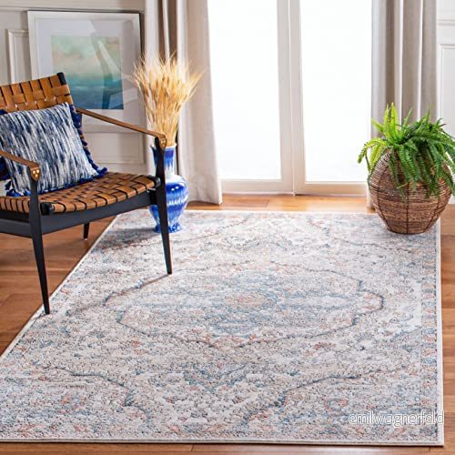 Safavieh Klassisk matta för inomhusbruk, vävd, rektangulär, oregon kollektion, ORE812, grå/blå, 155 x 229 cm, vardagsrum, sovrum eller alla inomhusutrymmen 889048808768