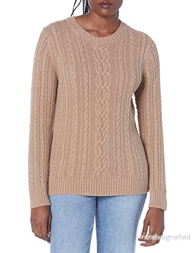 Amazon Essentials dam fiskarkabel långärmad rund hals tröja (finns i plusstorlek), kamel ljung, X Small 194223273997