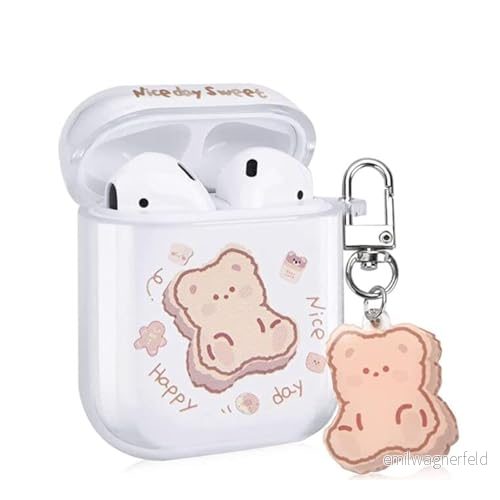 Skyddsfodral för AirPods 1./2. Generation med söt tecknad björn, softshell är transparent och lätt att bära 742491543900