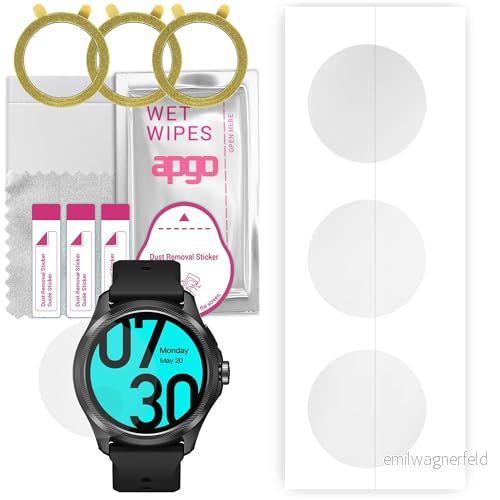 3x apgo Hydrogel Ultra-Clear skärmskydd för Mobvoi TicWatch Pro 5, hydrogelfilm, flexibel, mjuk TPU med positioneringslager enkel installation 5906350220851