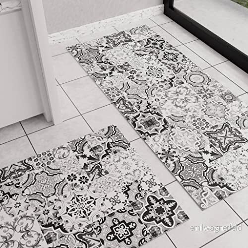 PETTI Artigiani Italiani köksmatta, tvättbar halkfri kökslöpare, 52 x 280 cm, svart Vietri Design, 100% tillverkad i Italien 8053687764491
