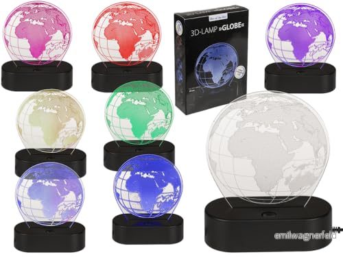 Out of the blue 3D lampa, jordboll, ca 20 cm, tillverkad av plast, med USB kabel, i presentförpackning 4029811444182