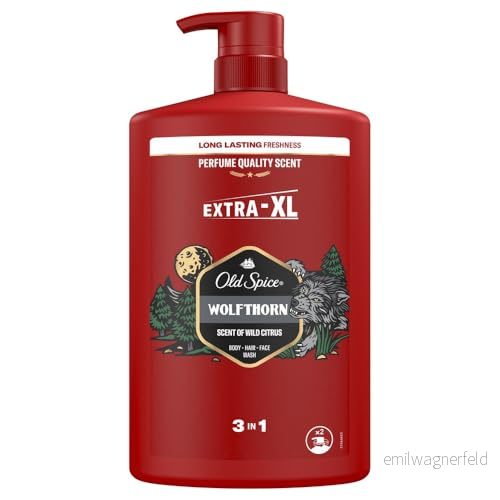 Gamla Spice Wolfthorn 3 i 1 duschgel och schampo för män, l, långvarig, fräsch doft parfymkvalitet hår ansikte kropp 8700216452588