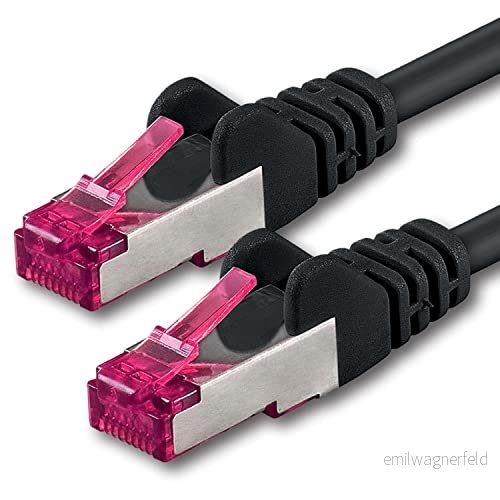 1aTTack.de 0,5 m svart 1 st Cat6a S FTP CAT 6a dubbelskärmad kabelnät GHMT PIMF 500MHz 7 CU certifierad koppar halogenfri 4251073600253