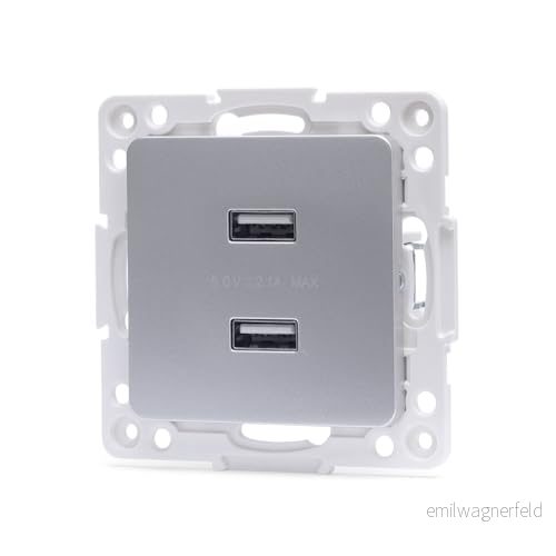 Adapterdel för 2 tysk och fransk typ USB uttag, i elegant silverfinish. Perfekt att ladda enheter snabbt effektivt var som helst. 8447343243183