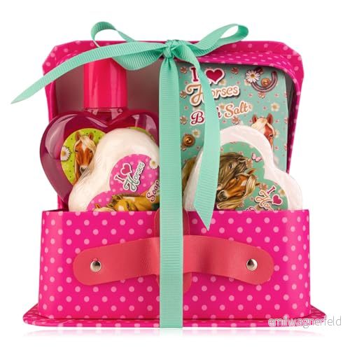 Accentra presentset i LOVE HORSES för tonåringar och flickor, inklusive bubbelbad, badsalt, badkar tvål, med en söt jordgubbsdoft förpackad ett pappersfodral 4015953711664
