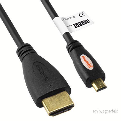 mumbi 2,00 m premium high speed micro HDMI kabel full HD 3D /Micro D kontakt på A kontakt, förgyllda kontakter, svart 4250261497453