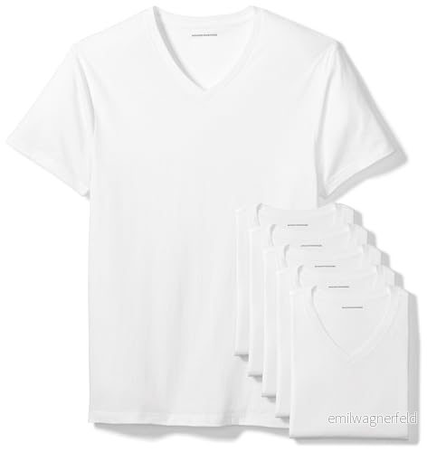 Amazon Essentials Herr V ringad undertröja, 6 Pack, Vit, XS 191770017753
