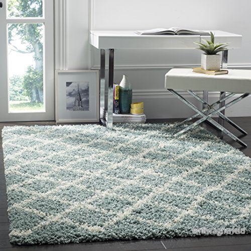 Safavieh Shaggy inomhus vävd rektangel områdesmatta, Dallas shag kollektion, SGD258, i havsskum/elfenben, 122 x 183 cm för vardagsrum, sovrum eller alla inomhusutrymmen 889048178861