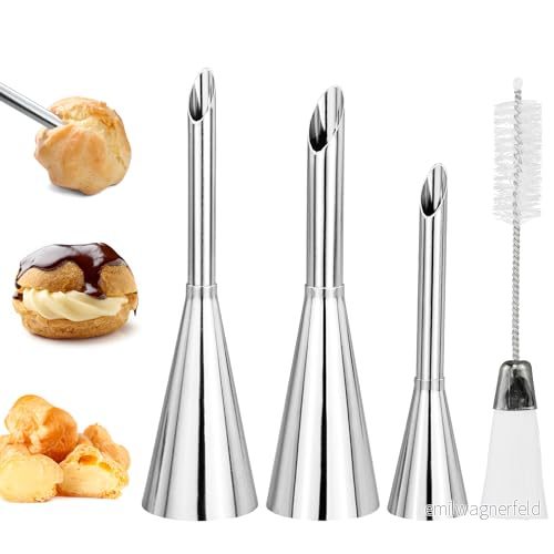 3 stycken kaka spritstyllar, gräddvit spritspåse nozzle, för cupcake puffs fyllning grädde sylt 768738468157