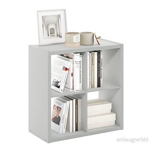 Furinno Skåp öppen rygg dekorativ kub förvaring hyllor organisatör, 4 kub, ljusgrå 840308805705