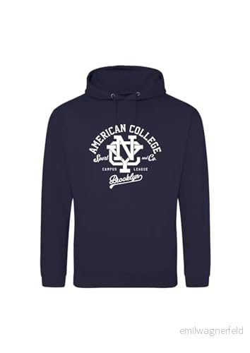 AMERICAN COLLEGE USA tröja med tryck varma kläder unisex barn pojkar och flickor casual modell ACSCW6 Navy 8ÅR, Färg: blå, 8 �r 3666052673578
