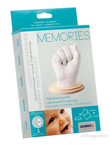 Glorex 6 2704 010 formgivning presentset minnen, komplett set för att skapa hand och fotavtryck, som en påminnelse gåva 7610877264738