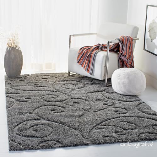 Safavieh Modern handtuftad rektangulär matta, abstrakt kollektion, ABT141, i grå/svart, 122 x 183 cm för vardagsrum, sovrum eller valfritt inomhusutrymme 683726973393