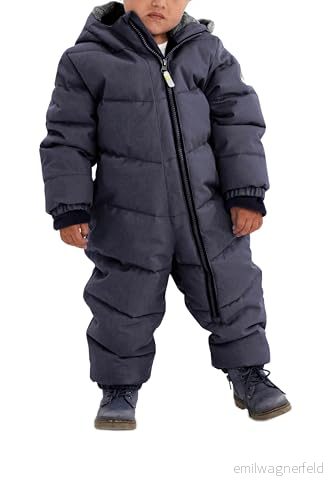 Killtec Skidoverall för barn, Twinkly MNS ONPC B, overall i dunutseende, snödräkt med huva, vinterdräkt fluffigt foder, mörkmarinblå, 110/116 4061393803391