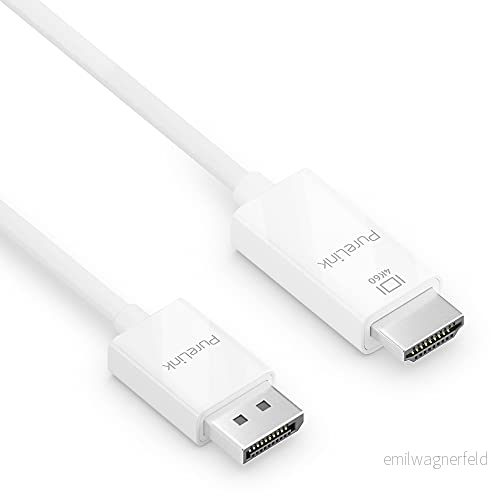 PureLink DisplayPort till High Speed HDMI kabel, 4K Ultra HD 60Hz, 18 GB/s bandbredd, guldpläterade kontakter, 1,50 m, vit 4251364709412