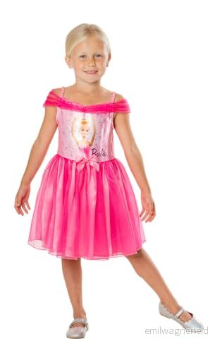 RUBIES officiell Barbie nybörjarförklädnad för barn storlek 34 år kostym med tutu typ ballerina rosa 195884056844