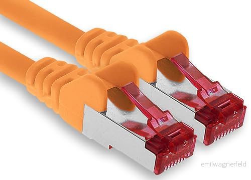 1aTTack.de 1x 50 m patchkabel CAT6 S/FTP avskärmning PIMF nätverkskabel CAT.6 RJ45 Ethernet kabel LAN router DSL modembrytare patchpanel orange 1 st 4251073611235