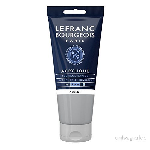 Lefranc & Bourgeois 300449 fin akrylfärg, 80 ml rör, högpigmenterad, bra täckkraft, krämig homogen textur, silver 3013643004493