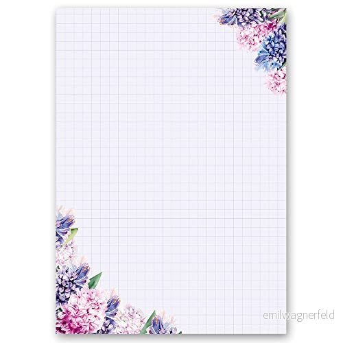 20 ark brevpapper HYAZINTHEN DIN A4 format blommor och 4250565327081