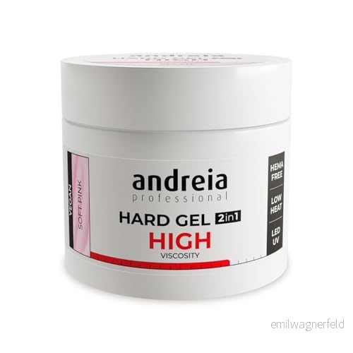 Andreia Nagelbygggel professionell UV & LED bifasisk gel för att stärka nageln eller förlängningen formel med hög viskositet mjuk rosa färg 200 g 5603927892366