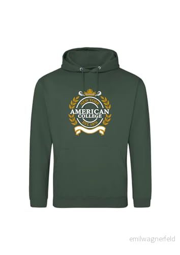AMERICAN COLLEGE USA tröja med tryck varma kläder blandade män och kvinnor casual modell ACSCW5 mörkgrön M, Färg: grön, M 3666052674056