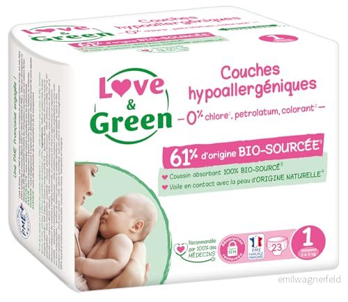 Love & Green Babyblöjor, allergivänliga, 23 St, Size 1 3700668700492