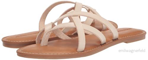Amazon Essentials dam platta remsandaler att glida in i, ljus beige, 42,5 EU bred 196433169664
