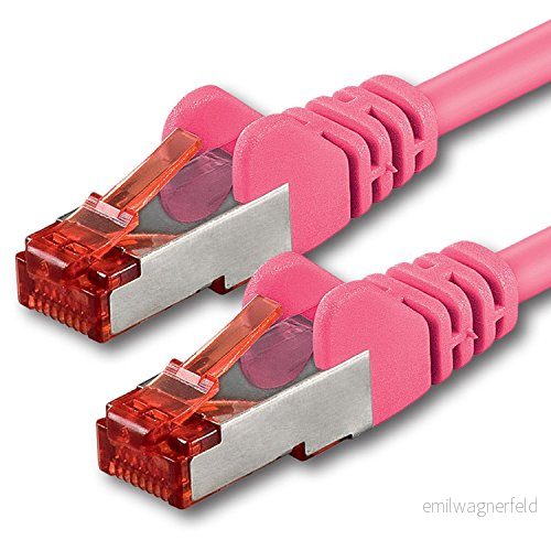 1aTTack 1m Cat6 Ethernet Lan Cat 6 RJ45 kablar 1 000 MB/s SFTP PIMF magenta styck 4250344854609