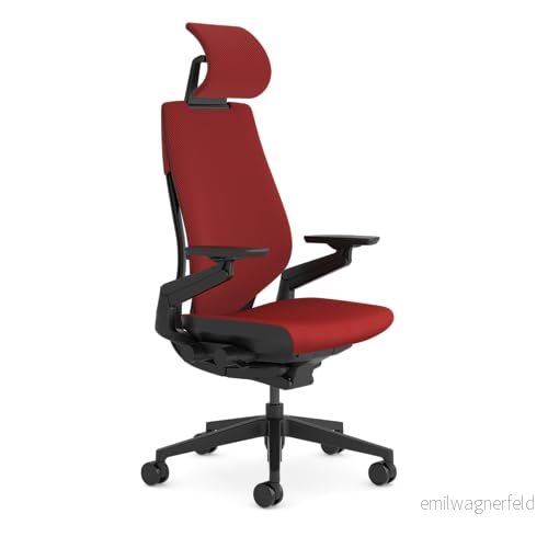 Steelcase Gesture Ergonomisk kontorsstol med 360 armstöd, 3D Live Back Ländryggsstöd, justerbart nackstöd Scarlet/Red 3760345223034