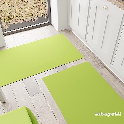 PETTI Artigiani Italiani Köksmatta, Kökslöpare, Tvättbar Halkfri Löparmatta Kök, Enfärgad Matta 52 x 240 cm Ljusgrön, 100% Tillverkad i Italien 8056897030240