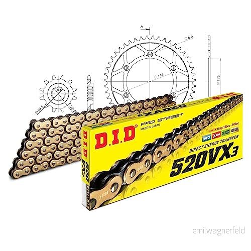 Kedjesats DID stål 520 VX3/112 klämmslås för Suzuki RM 250 cc tillverkningsår 1999 2000 4068202082060