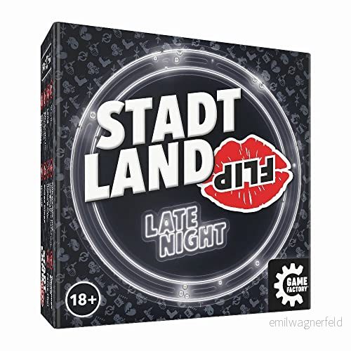 Game Factory 646311 City Land Flip Late Night, det supersnabba ordspelet för vuxna, 26 spelare från 18 år, resespel i praktisk kartong 7640142763116