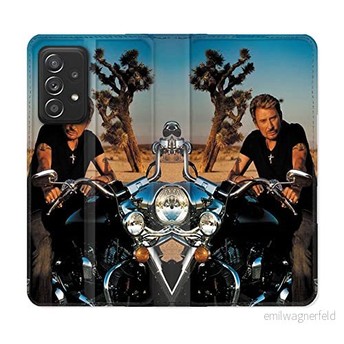 Läderfodral plånbok för Samsung Galaxy A33 5G Johnny Hallyday Motorcykel 3614848274836
