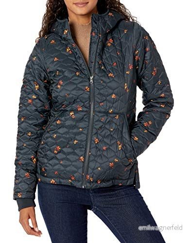Amazon Essentials kvinnors lätt vattentålig sherpa fodrad puffjacka med huva, svart blommig, X Large 195111125213
