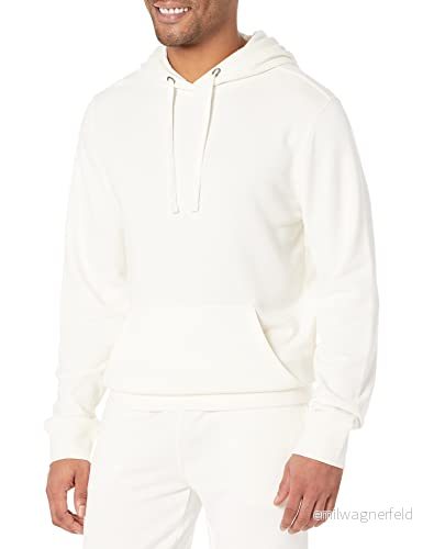 Amazon Essentials lättviktig långärmad fransk frottéhuvtröja för män (finns i stora och långa), äggskalsvit, Large 196433875459