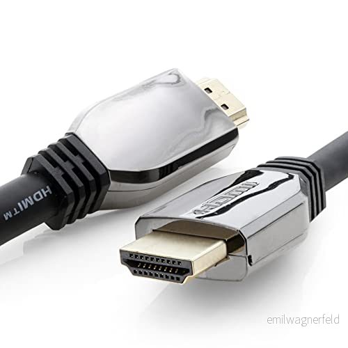 1aTTack.de 1 x 1,0 m 10 K Premium Ultra High Speed HDMI kabel med Ethernet upp till 48 Gbit/s för End applikationer testad enligt 2.1 testspecifikation svart st 4250344807698