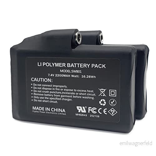 KRASER KRB01 Pack 2 uppladdningsbara batterier för uppvärmda handskar Kläder Elektriska strumpor, litiumpolymerersättningsbatteri, honkontakt, 7,4 volt 2200mAh litiumjonpolymer 8423885800015
