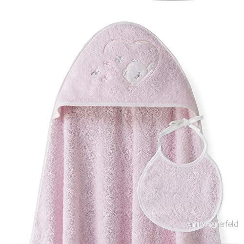 Handduk med huva för barn bablage rosa fjärilsbjörn 8435690615708
