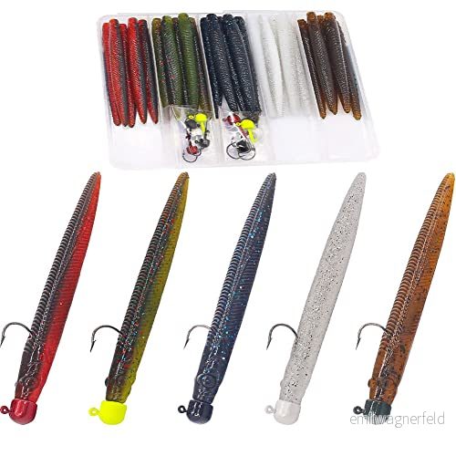 Ned Rig Kit Finess beten Mjuk Plast maskar Fiske Bete för Baspinne Swimbait Elritsa kräftbeten Shroom Jigghuvud (35 delad 4" #01 Stick kit) 706467377050