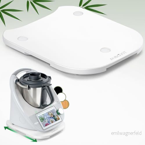 ANBOXIT Glidbräda för Thermomix TM6/TM5, bräda med hjul, lätt glidande bambu rullbräda/slider vit 6975471710434